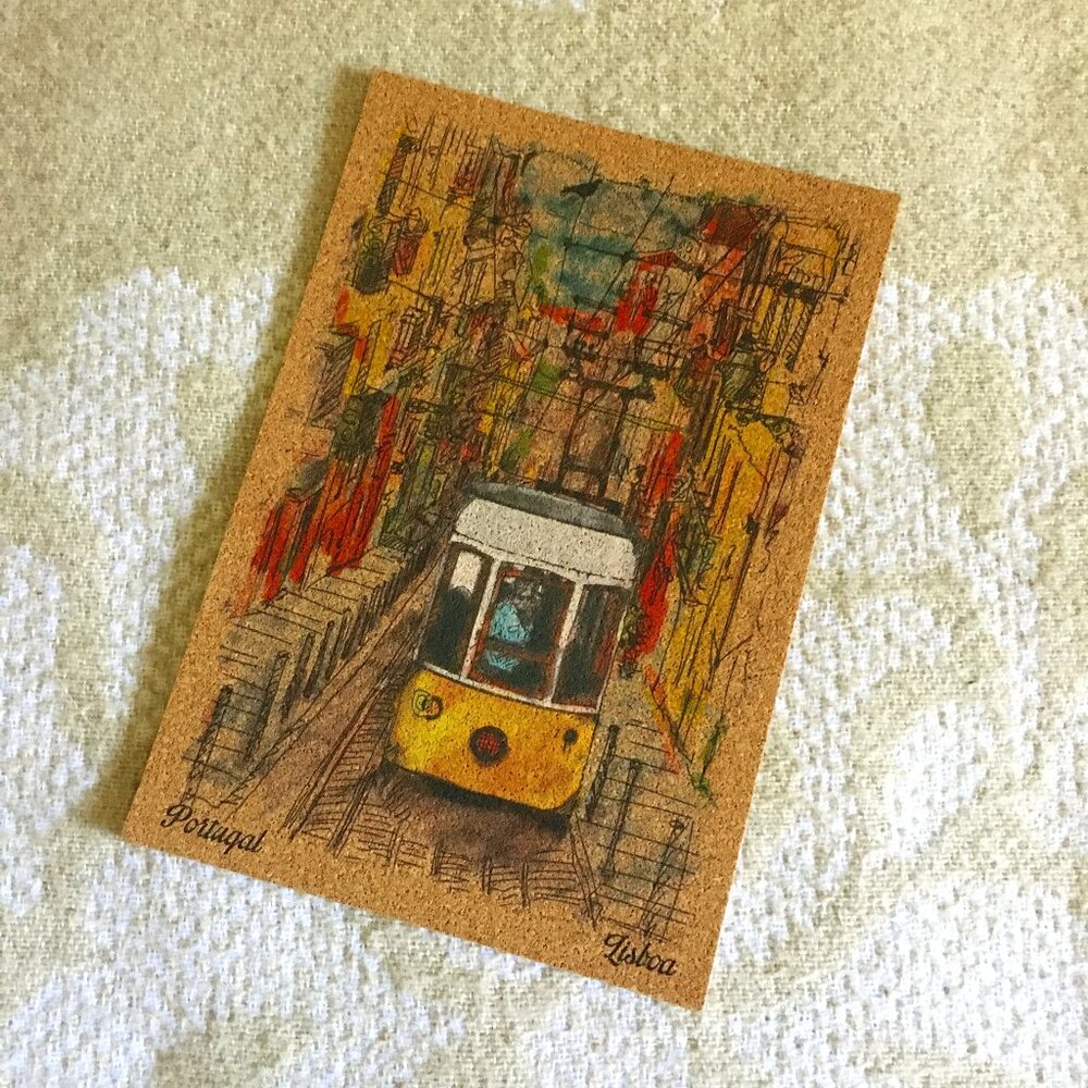 Vintage 100% Cork Portugal Postcard Sustainable Stationery
